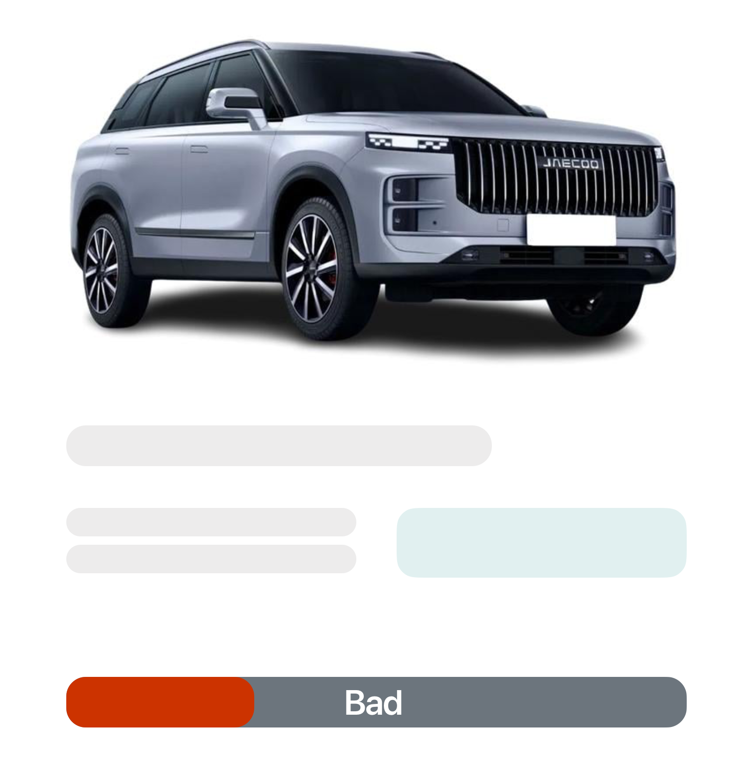 Value rating card showing a Bad score